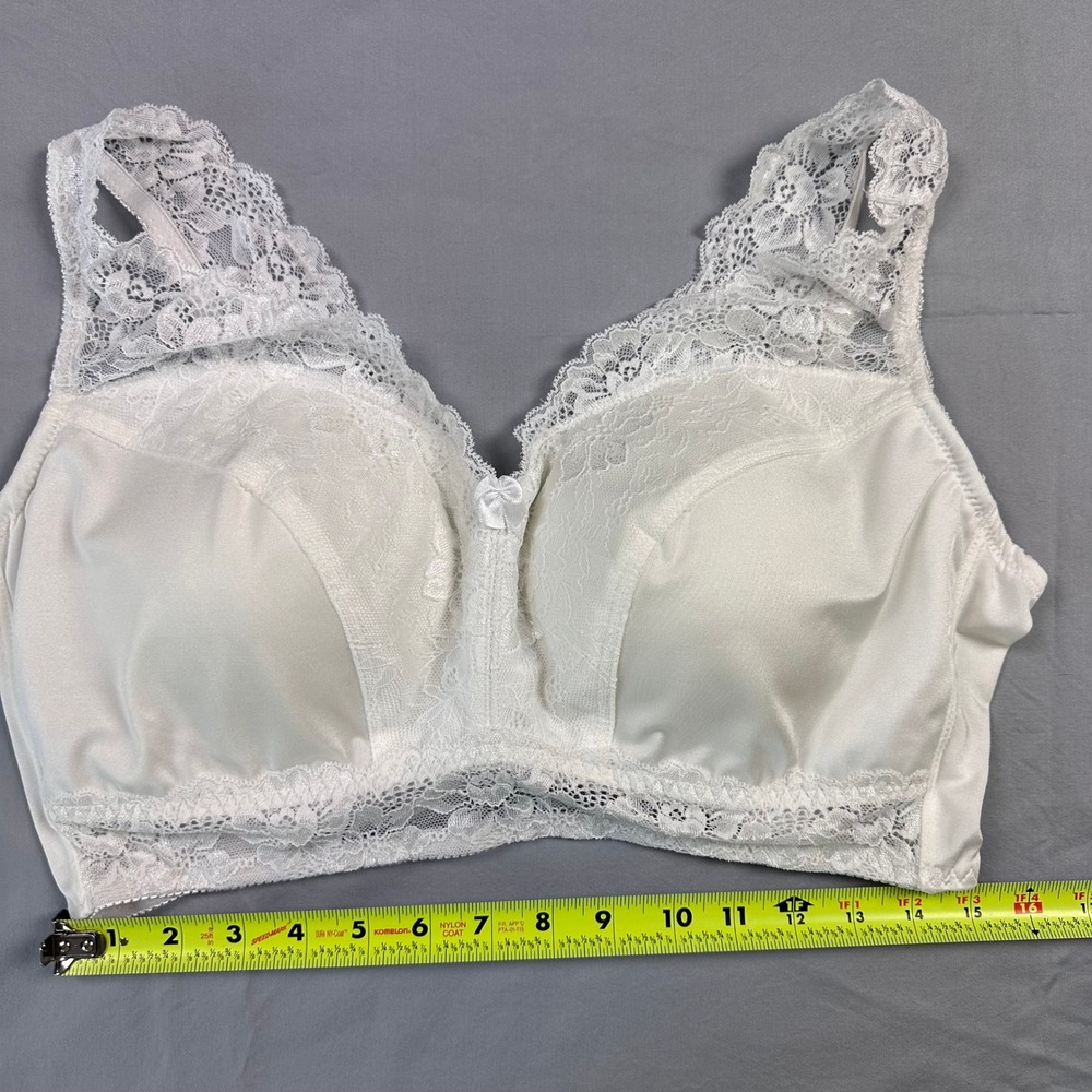 Rhonda Shear Lace Bra 3X White Comfort Support Wireless Stretch Everyday HSN - Picture 5 of 8